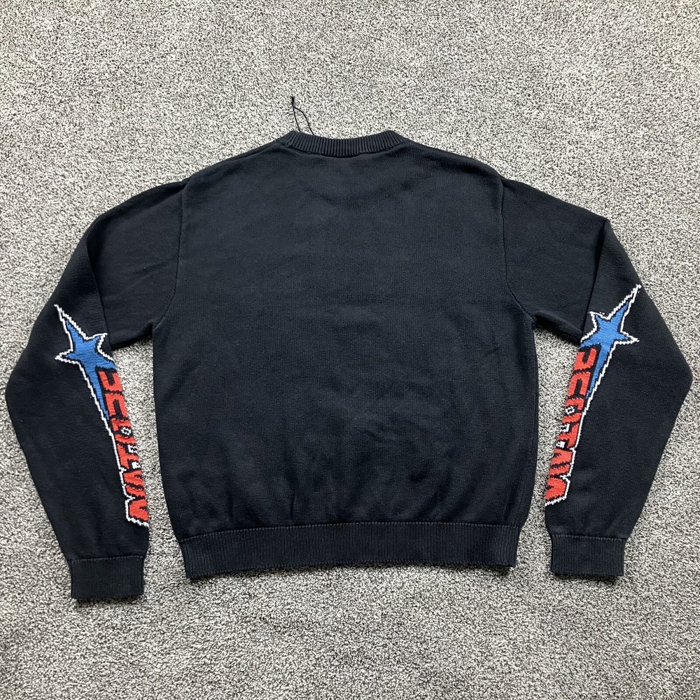 WEEKDAY Sweater Adult Medium Knit Embroidered Graphic Moto Retro Y2K - Picture 9 of 10